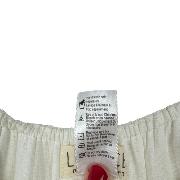 L*SPACE Cassidy Dress Anthropologie White Ruffle Long Sleeve Gold Medium Viscose - Picture 8 of 16